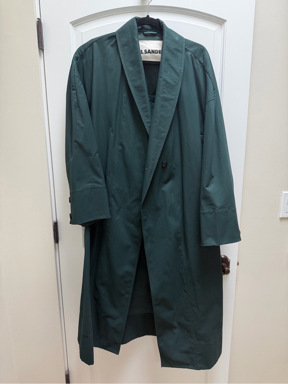 Jil Sander Dark Green Cotton Belted Trench Coat Size 34 Made in Italy